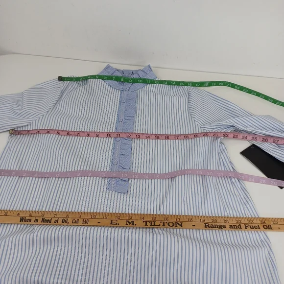 Tuckernuck Tate Stripe Mini Dress Size L Preppy Quiet Luxury Ruffle Cotton Blend - Picture 9 of 12